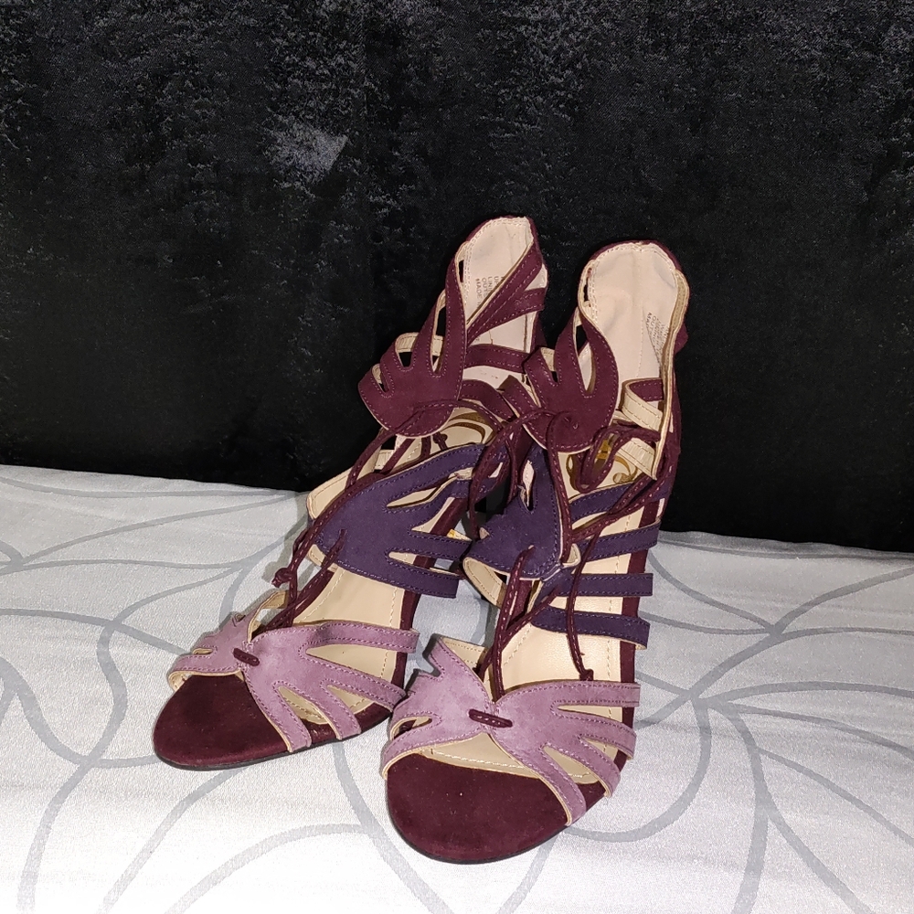 Elegant Purple Stiletto Heels with Strappy Design